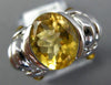 ESTATE LARGE 5.0CT AAA YELLOW TOPAZ 14KT WHITE GOLD 3D OVAL SEMI BEZEL FUN RING