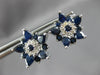 LARGE 3.25CT DIAMOND & AAA SAPPHIRE 14K WHITE GOLD 3D LEVERBACK HANGING EARRINGS