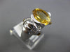ESTATE LARGE 5.0CT AAA YELLOW TOPAZ 14KT WHITE GOLD 3D OVAL SEMI BEZEL FUN RING