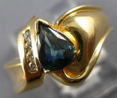 .87CT DIAMOND & AAA SAPPHIRE 14K YELLOW GOLD PEAR SHAPE & ROUND CRISS CROSS RING