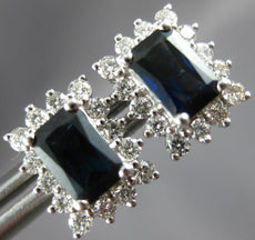 ESTATE 1.83CT DIAMOND & AAA SAPPHIRE 18KT WHITE GOLD CLASSIC HALO STUD EARRINGS