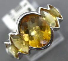 7.0CT DIAMOND & AAA YELLOW TOPAZ 14KT WHITE GOLD OVAL & MARQUISE SEMI BEZEL RING
