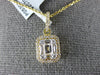 .49CT DIAMOND 18KT YELLOW GOLD 3D ROUND & BAGUETTE CLUSTER SQUARE HALO PENDANT