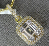 .49CT DIAMOND 18KT YELLOW GOLD 3D ROUND & BAGUETTE CLUSTER SQUARE HALO PENDANT