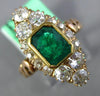 ANTIQUE LARGE 1.30CT OLD MINE DIAMOND & AAA EMERALD 14KT YELLOW GOLD 3D FUN RING