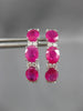 2.14CT DIAMOND & AAA RUBY 18K7 WHITE GOLD OVAL & ROUND 3 STONE HANGING EARRINGS