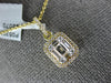 .49CT DIAMOND 18KT YELLOW GOLD 3D ROUND & BAGUETTE CLUSTER SQUARE HALO PENDANT