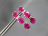 2.14CT DIAMOND & AAA RUBY 18K7 WHITE GOLD OVAL & ROUND 3 STONE HANGING EARRINGS