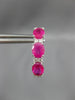 2.14CT DIAMOND & AAA RUBY 18K7 WHITE GOLD OVAL & ROUND 3 STONE HANGING EARRINGS
