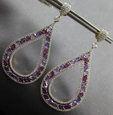 LARGE 5.28CT DIAMOND & AAA AMETHYST 14KT YELLOW & ROSE GOLD 3D HANGING EARRINGS