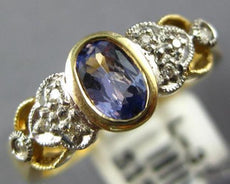 .48CT DIAMOND & AAA TANZANITE 14KT YELLOW GOLD 3D OVAL DOUBLE HEART PROMISE RING