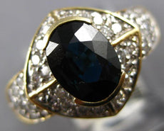 2.07CT DIAMOND & AAA SAPPHIRE 14K YELLOW GOLD 3D OVAL SEMI BEZEL ENGAGEMENT RING