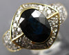 2.07CT DIAMOND & AAA SAPPHIRE 14K YELLOW GOLD 3D OVAL SEMI BEZEL ENGAGEMENT RING