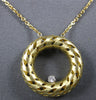 0.03CT DIAMOND 14K YELLOW GOLD 3D SOLITAIRE CIRCLE OF LIFE FILIGREE LOVE NECKLACE