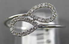 ESTATE .11CT DIAMOND 14KT WHITE GOLD 3D DOUBLE PEAR SHAPE LEAF CRISS CROSS RING