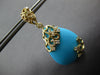 LARGE .59CT DIAMOND & AAA TURQUOISE 14KT YELLOW GOLD TEAR DROP HANGING EARRINGS