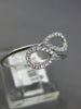 ESTATE .11CT DIAMOND 14KT WHITE GOLD 3D DOUBLE PEAR SHAPE LEAF CRISS CROSS RING