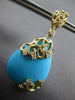 LARGE .59CT DIAMOND & AAA TURQUOISE 14KT YELLOW GOLD TEAR DROP HANGING EARRINGS