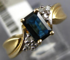 .92CT DIAMOND & AAA SAPPHIRE 14K YELLOW GOLD EMERALD CUT FRIENDSHIP PROMISE RING