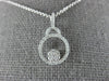 ESTATE .17CT DIAMOND 18KT WHITE GOLD 3D CIRCLE OF LIFE FLOWER FLOATING PENDANT