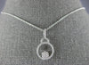 ESTATE .17CT DIAMOND 18KT WHITE GOLD 3D CIRCLE OF LIFE FLOWER FLOATING PENDANT