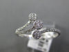 ESTATE .16CT DIAMOND 14KT WHITE GOLD 3D CLASSIC FLOWER CRISS CROSS LOVE RING