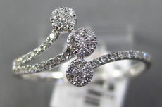 ESTATE .16CT DIAMOND 14KT WHITE GOLD 3D CLASSIC FLOWER CRISS CROSS LOVE RING
