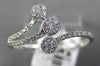 ESTATE .16CT DIAMOND 14KT WHITE GOLD 3D CLASSIC FLOWER CRISS CROSS LOVE RING