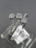 ESTATE .16CT DIAMOND 14KT WHITE GOLD 3D CLASSIC FLOWER CRISS CROSS LOVE RING