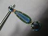 LARGE 27.35CT DIAMOND & BLUE TOPAZ & TSAVORITE 14KT ROSE GOLD HANGING EARRINGS