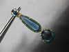 LARGE 27.35CT DIAMOND & BLUE TOPAZ & TSAVORITE 14KT ROSE GOLD HANGING EARRINGS