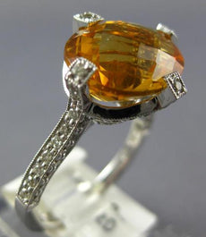 5.74CT DIAMOND & AAA CITRINE 14K WHITE GOLD OVAL & ROUND FRIENDSHIP PROMISE RING