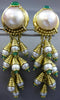 ESTATE 2.80CT DIAMOND & MULTI GEM 18KT YELLOW GOLD CHANDELIER HANGING EARRINGS