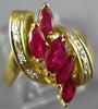 1.85CT DIAMOND & AAA RUBY 18K YELLOW GOLD ROUND & MARQUISE LEAF LOVE RING #27021