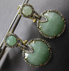 .97CT DIAMOND & AAA GREEN AGATE 14KT YELLOW GOLD 3D CLIP ON HANGING EARRINGS