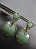 .97CT DIAMOND & AAA GREEN AGATE 14KT YELLOW GOLD 3D CLIP ON HANGING EARRINGS
