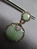 .97CT DIAMOND & AAA GREEN AGATE 14KT YELLOW GOLD 3D CLIP ON HANGING EARRINGS