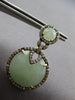.97CT DIAMOND & AAA GREEN AGATE 14KT YELLOW GOLD 3D CLIP ON HANGING EARRINGS