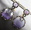 19.08CT WHITE & BLACK DIAMOND & AAA AMETHYST 14KT ROSE GOLD 3D HANGING EARRINGS