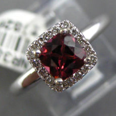 1.21CT DIAMOND & AAA PINK TOURMALINE 14K WHITE GOLD CUSHION HALO ENGAGEMENT RING
