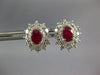 LARGE 2.13CT DIAMOND & AAA RUBY 14K WHITE GOLD OVAL & ROUND FLOWER STUD EARRINGS