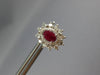 LARGE 2.13CT DIAMOND & AAA RUBY 14K WHITE GOLD OVAL & ROUND FLOWER STUD EARRINGS