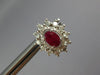 LARGE 2.13CT DIAMOND & AAA RUBY 14K WHITE GOLD OVAL & ROUND FLOWER STUD EARRINGS
