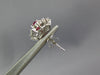 LARGE 2.13CT DIAMOND & AAA RUBY 14K WHITE GOLD OVAL & ROUND FLOWER STUD EARRINGS