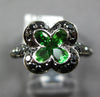 2.51CT BLACK DIAMOND & AAA TSAVORITE 14KT WHITE GOLD 4 LEAF CLOVER FLOWER RING