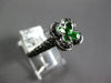 2.51CT BLACK DIAMOND & AAA TSAVORITE 14KT WHITE GOLD 4 LEAF CLOVER FLOWER RING