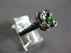 2.51CT BLACK DIAMOND & AAA TSAVORITE 14KT WHITE GOLD 4 LEAF CLOVER FLOWER RING