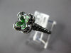 2.51CT BLACK DIAMOND & AAA TSAVORITE 14KT WHITE GOLD 4 LEAF CLOVER FLOWER RING
