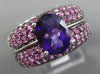 LARGE 3.36CT AAA AMETHYST & PINK SAPPHIRE 18KT WHITE GOLD ROUND & OVAL FUN RING