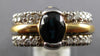 WIDE 1.25CT DIAMOND & AAA SAPPHIRE 14KT 2 TONE GOLD OVAL & ROUND ENGAGEMENT RING